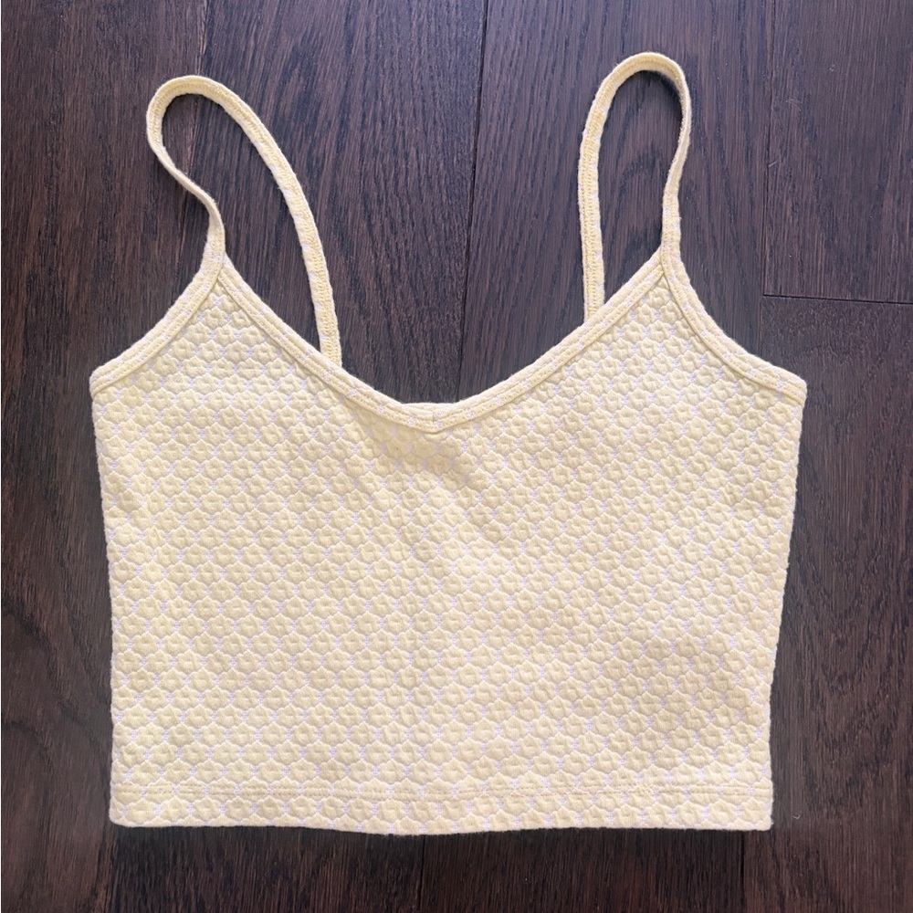 Women's Textured Spaghetti Strap Crop Top - Light Yellow